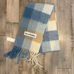 Acne Studios Blue and Cream Plaid Scarf